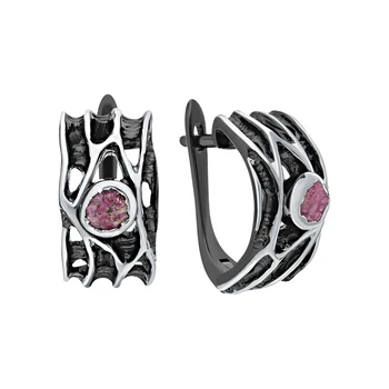 Silver earrings with corundum sunlight sample 925 
Silver earrings with corundum sunlight sample 925