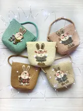 Bolsos de paja hechos a mano para niños, bandoleras de un solo hombro inclinadas, exquisitos, monederos con dibujos animados, bolsos para princesa