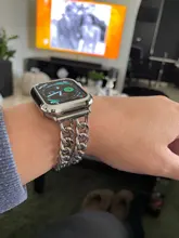 Correa de acero inoxidable para Apple Watch SE 6 5 4, banda de 40mm y 44mm, pulsera de eslabones de Metal para iwatch Series 1, 2, 3, 42mm y 38mm