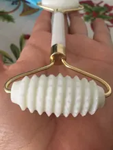 Rodillo de Jade blanco para masaje Facial, rodillo de Jade blanco para estiramiento Facial, herramientas de masaje Facial para mentón, cuello, cuidado de la piel