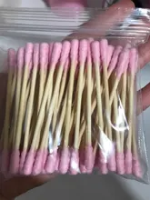 100 unids/pack Rosa doble cabeza hisopo de algodón palos mujer removedor de maquillaje de algodón punta médica para nariz y orejas de limpieza a prueba de polvo