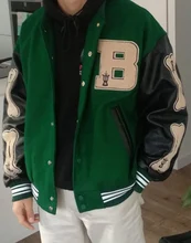 LACIBLE-Chaquetas de bloque de Color de retales para hombre, abrigos de béisbol Unisex, estilo Hip Hop, Fury Bone, Harajuku, chaqueta Bomber de calle, 2020SS