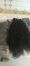 Mongol Afro rizado Pelo Rizado de la onda de agua 3 mechones con cierre cabello humano brasileño armadura paquete negro las mujeres XISHIXIU