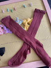 Calcetines con encaje de algodón para niñas, calcetín suave, transpirable, hasta la rodilla, español, para bebés