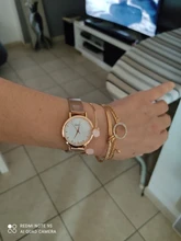 Conjunto de relojes de pulsera para mujer, relojes analógicos de cuarzo de oro rosa, correa de acero inoxidable, femenino
