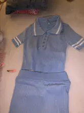 Top de manga corta con botones y falda, Conjuntos de 2 piezas, para mujer, informal, a la última moda