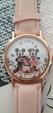 Zegarki-reloj de cuarzo con dibujos animados para mujer, nuevo accesorio de pulsera de cuero rosa con ratón