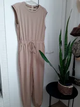 Sport Jumpsuit Overalls Romper Women Round-Neck Sleeveless Berrygo Causal Lace-Up Ankle-Banded