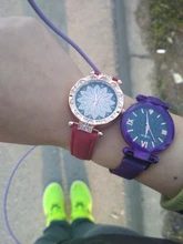 Las mujeres cielo estrellado cielo reloj de lujo de oro rosa diamante Relojes de Cuero ocasionales de las señoras banda de cuarzo reloj de pulsera mujer reloj zegarek damski