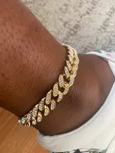 Tobillera de cadena de Metal gruesa para hombre y mujer, pulsera con diamantes de imitación, Color dorado y plateado, para pie cubano, joyería Punk Hip Hop Rock