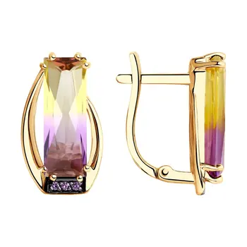 Drop Earrings with stones Sokolov from gold with sitals ametrin and cubic zirconia, fashion jewelry, 585, women's male, long earrings
Drop Earrings with stones Sokolov from gold with sitals ametrin and cubic zirconia, fashion jewelry, 585, women's male, long earrings