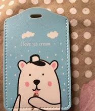 Funda de cuero PU para tarjetas de identificación para niños y niñas, con cordón, bonito Panda, dibujo de dinosaurio, funda para tarjeta de acceso