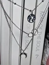 ABDOABDO-Collar de cadena de acero inoxidable para mujer, borla con varias capas, con lentejuelas, colgante redondo para clavícula