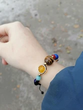 Pulsera ajustable con sistema Solar de piedra Natural, pulsera con cuentas de galaxia del universo, ocho planetas, regalo para novia
