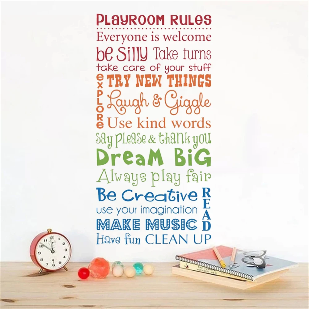 

Playroom Rules Quotes Wall Decals Multiple Color Murals For Kids Bedroom Decor Poster Removable Vinyl Stickers HJ1035
