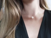 Collares cuadrados de imitación de perlas de cristal para mujer, gran oferta, poder de circonita, hilo de pescar transparente Invisible