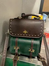 Mochila de cuero estilo Vintage para mujer, morral escolar de calidad con diseño de abeja pequeña