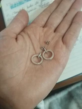 LByzHan-pendientes de tuerca redondos geométricos para mujer, de Plata de Ley 925, con diamantes de imitación de cristal, joyería bonita