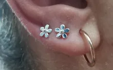 Pendientes pequeños de plata de ley S925 con forma de flor, joyería clásica, cierre de tuerca, 925
