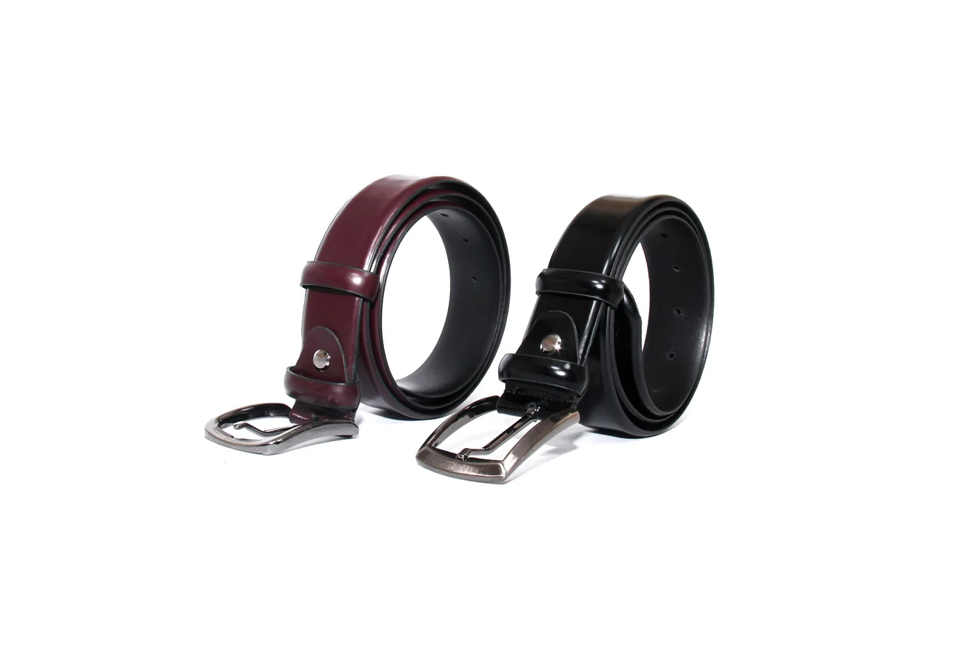 

Classic Belts with Real Leather, Matte Rugan Tanning Leather, Black and Burgundy, Men's Formal Shoe Dress Accessories,