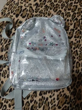 Mini mochila plateados felinos con purpurina para mujer o niño, bonita mochila con lentejuelas brillantes