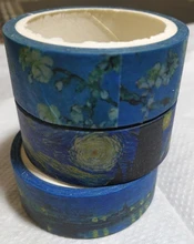3 unids/pack clásico Van Gogh conjunto de cintas Washi estrellado adhesivo de cielo cinta DIY Scrapbooking etiqueta engomada etiqueta adhesiva