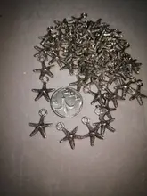 Colgante de estrella de mar de Color plateado para collar, pulseras, fabricación de joyas, manualidades hechas a mano, 50 Uds., A2775