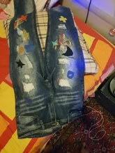 Moda de estilo coreano hombres Jeans parche bordado diseñador de Jeans rasgados pantalones lápiz elástico Streetwear elástico Hip Hop para hombres