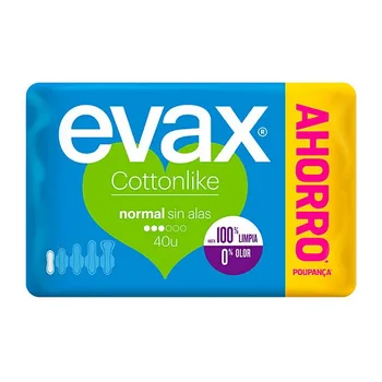 Normal Sanitary Pads Cottonlike Evax (40 uds) 
Normal Sanitary Pads Cottonlike Evax (40 uds)