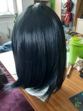 HAIRJOY Jet-Peluca de Cosplay, pelo sintético recto corto, fibra resistente al calor, color negro