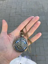 Reloj de bolsillo de cuarzo con movimiento de engranaje hueco, colgante de bronce Steampunk antiguo, regalo con reloj de bolsillo con cadena Fob, regalo para niños