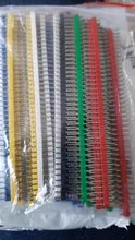 Tira y bloques de puente para Arduino, 90 unids/lote, 2,54, 40 Pines, 1x40, Conector de pines irrompible macho, colorida, 2,54mm