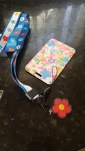 Cordón de flores hermosas para tarjetas de crédito, tarjetero titular de la identificación, bolso de viaje, banco, autobús, insignia, novedad