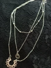 ¡El más nuevo! Color oro multicapa Vintage colgante de cristal de las mujeres collar de Luna estrella cuerno gargantilla de la Media Luna collares joyería