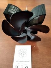 Chimenea negra de cinco aspas para el hogar, estufa de calor con ventilador, quemador de madera, silencioso, respetuoso con el medio ambiente, eficiente