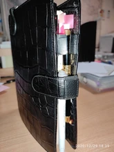 Moterm-lápiz elástico de cuero para cuaderno, suministros escolares, soporte pinza pluma