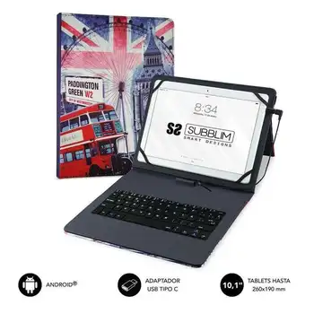Keytab usb england subblim keyboard case-for 10.1 '/25.65cm tablet-microusb with adapter type-c-flap closure
Keytab usb england subblim keyboard case-for 10.1 '/25.65cm tablet-microusb with adapter type-c-flap closure
