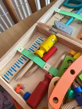 Caja de Herramientas de madera para niños, juego de simulación, Montessori educativo, tuerca, tornillo de desmontaje, herramienta de carpintero de reparación