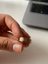 Anillo de acero inoxidable para mujer, sortija de oro rosa para parejas, tornillos Phillips de cristal a la moda, regalos dorados, accesorios para mujer