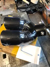 Silenciador de tubo de escape trasero de doble barril para coche, entrada Universal, salida de acero inoxidable, accesorios para coche