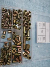 Insertos roscados tuercas, inserto de madera surtido Kit de herramientas, M4/M5/M6/M8 tornillo de muebles insertos perno sujetador (165 uds)