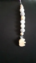 Cadena de chupete de bebé, Clip de madera de elefante, bolsa de cuentas geométricas de ganchillo, mordedor de madera, pequeños Clips para chupetes, Sostenedor para chupete de bebé, 1 ud.