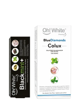 With mouthwash and paste for teeth bleaching Kit with coal activated bleaching effect. Includes BLACKMINT + BLUE DIAMONDS
With mouthwash and paste for teeth bleaching Kit with coal activated bleaching effect. Includes BLACKMINT + BLUE DIAMONDS