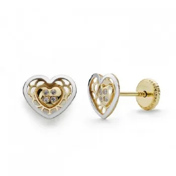 GOLD EARRINGS HEART BICOLOR 
GOLD EARRINGS HEART BICOLOR