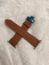 Correa de cuero genuino para Apple Watch, Correa con cierre de mariposa para iWatch de 44mm, 40mm, 42 y 38