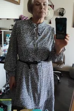 L-4XL de talla grande para mujer, vestido de gasa Floral azul, manga larga coreana, cintura elástica, holgado, con volantes, Midi, primavera 2021