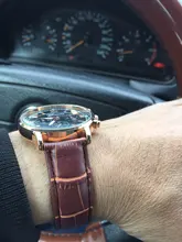 Reloj mecánico automático para hombre, Tourbillon, de negocios, de cuero, con calendario, Masculino