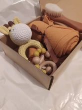 Conjunto de juguetes de baño manta para niño, envolver, bebé, mitos, cepillo, sonajero, pulsera, baberos, suministros de fotografía, regalo de nacimiento