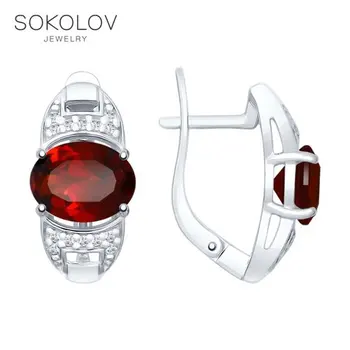 SOKOLOV Silver drop earrings with stones with garnets and cubic zirconia fashion jewelry silver 925 women's male, long earrings 
SOKOLOV Silver drop earrings with stones with garnets and cubic zirconia fashion jewelry silver 925 women's male, long earrings