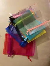 Bolsas con cordón de empaquetado de Organza para joyería, bolsitas para joyería DIY, regalo de boda, 10 Uds., 7x 9/9x12cm